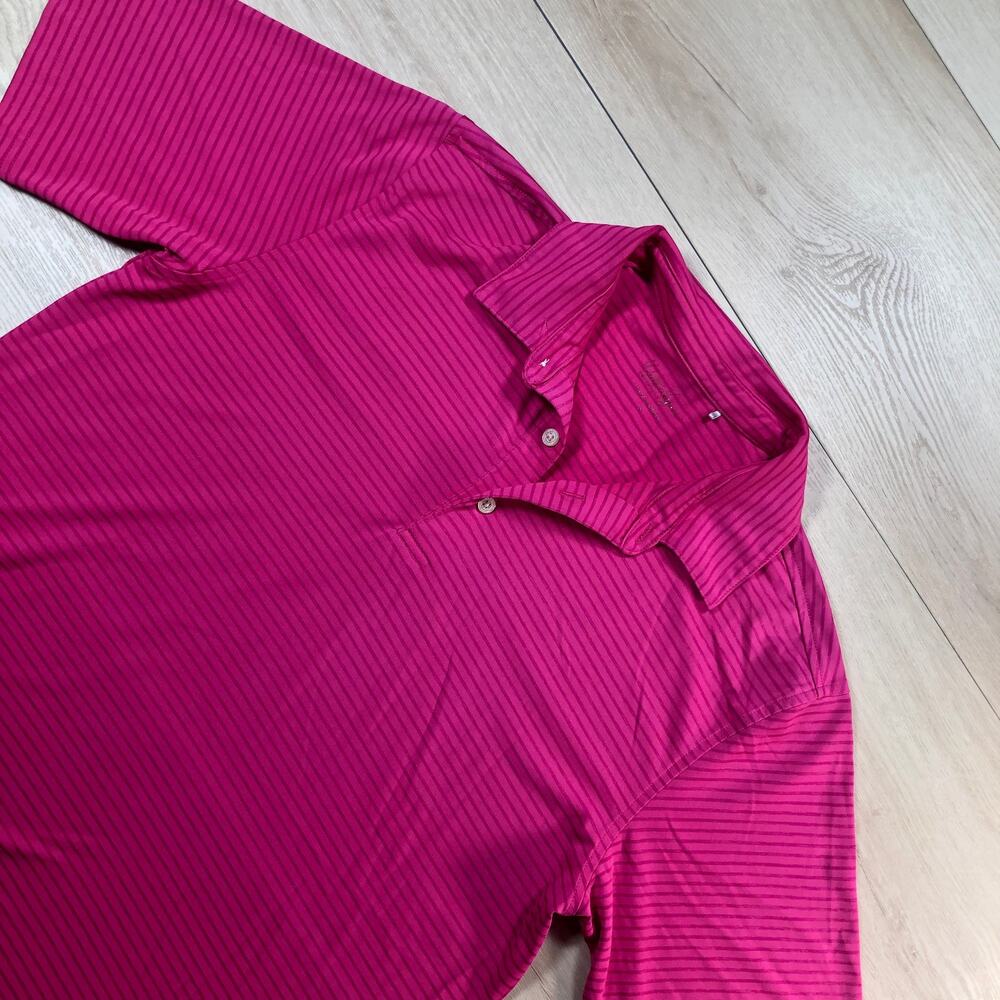 Walter Hagen Men Magenta Pink Striped Golf Polo Shirt S [0053]